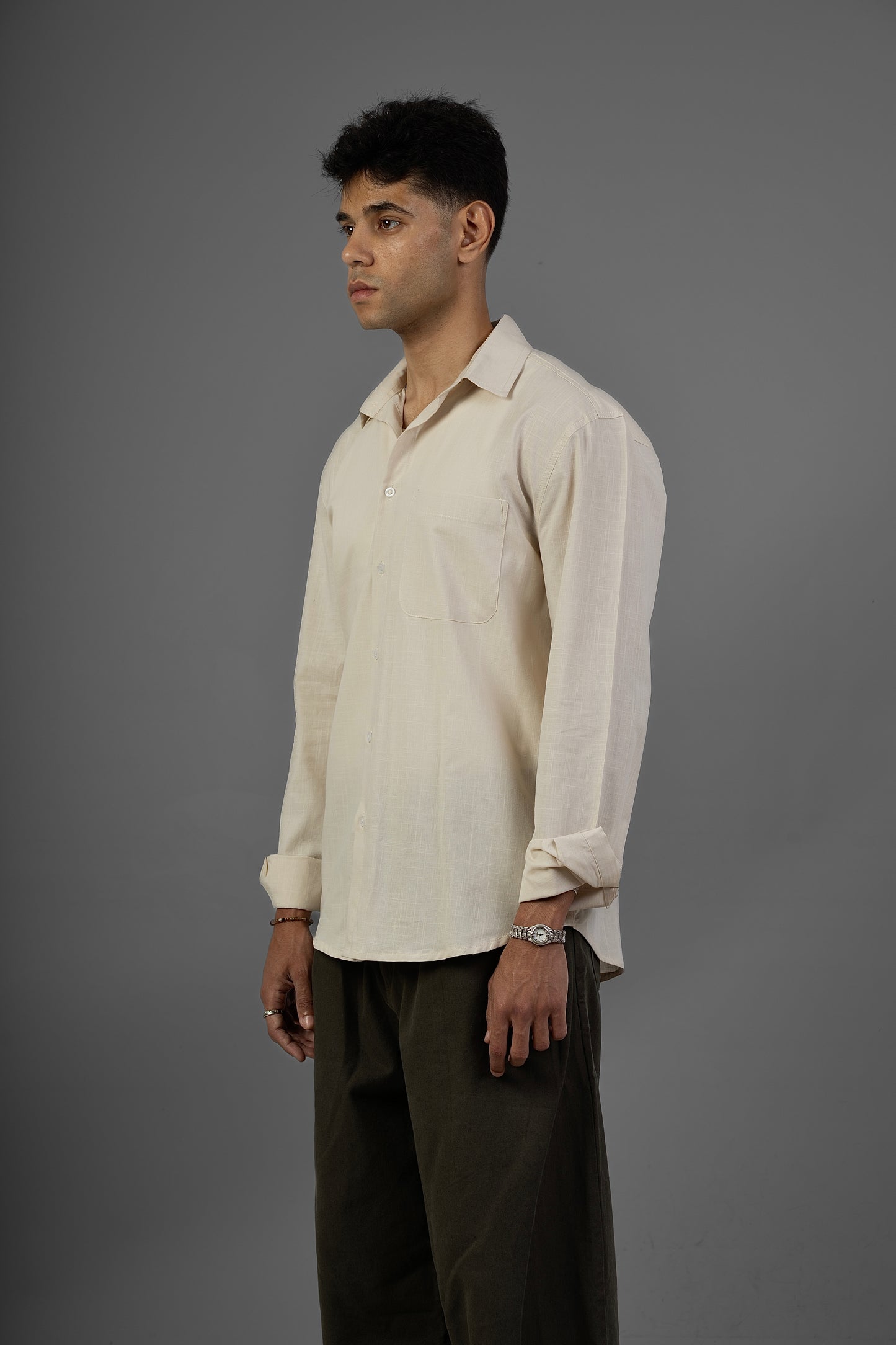Rustic Lenin Shirt- Beige