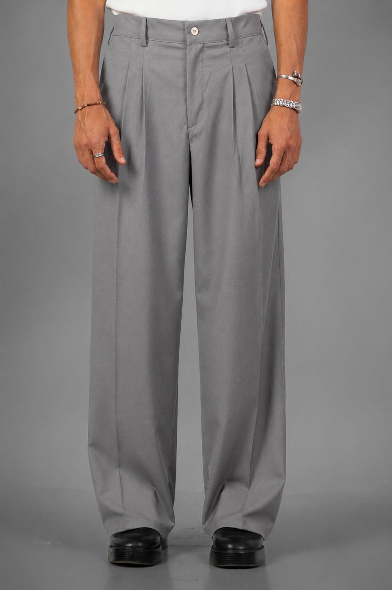 Tailored Wide- Leg pants -Light Gray