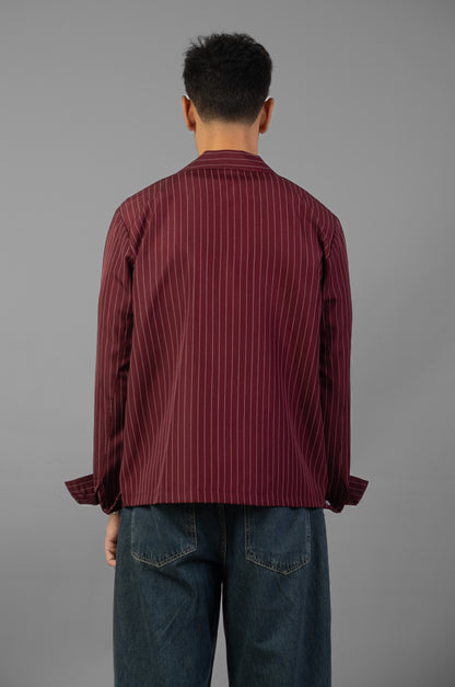 Boxy Stripes shirt- Burgundy