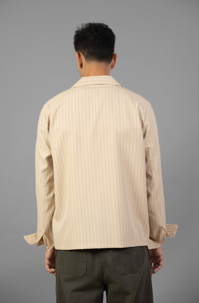 Boxy Stripes Shirt- Beige