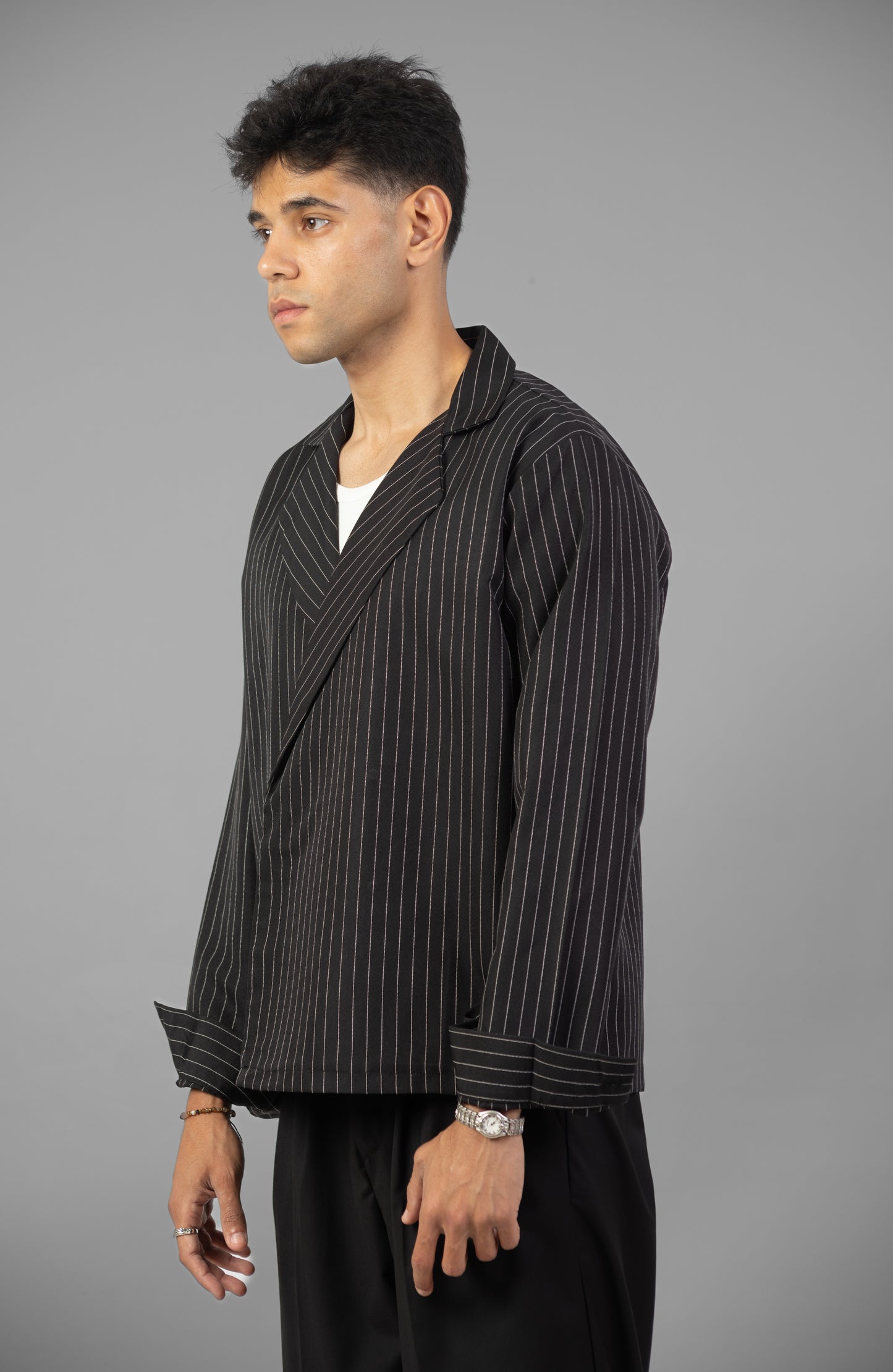 Boxy Stripes Shirt- Black