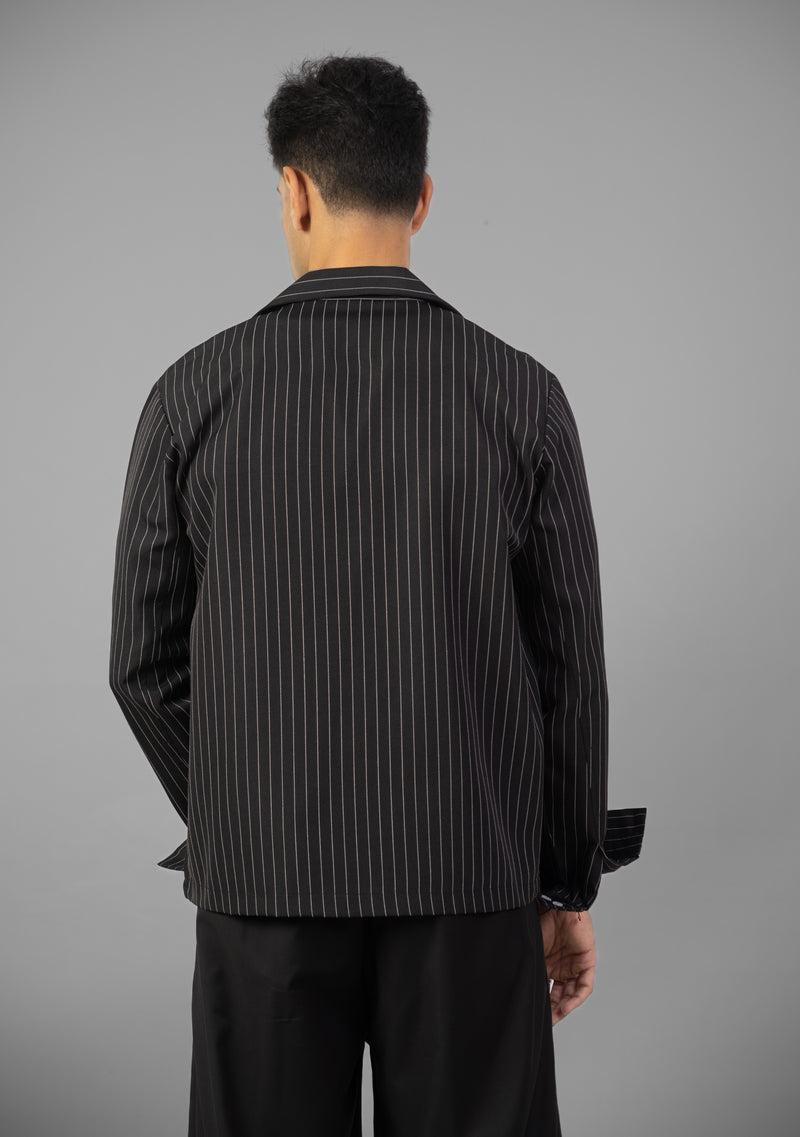 Boxy Stripes Shirt- Black