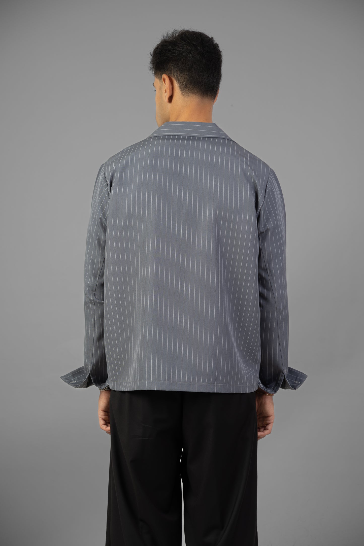 Boxy Stripes Shirt- Gray