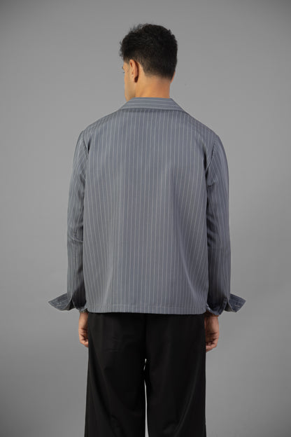Boxy Stripes Shirt- Gray