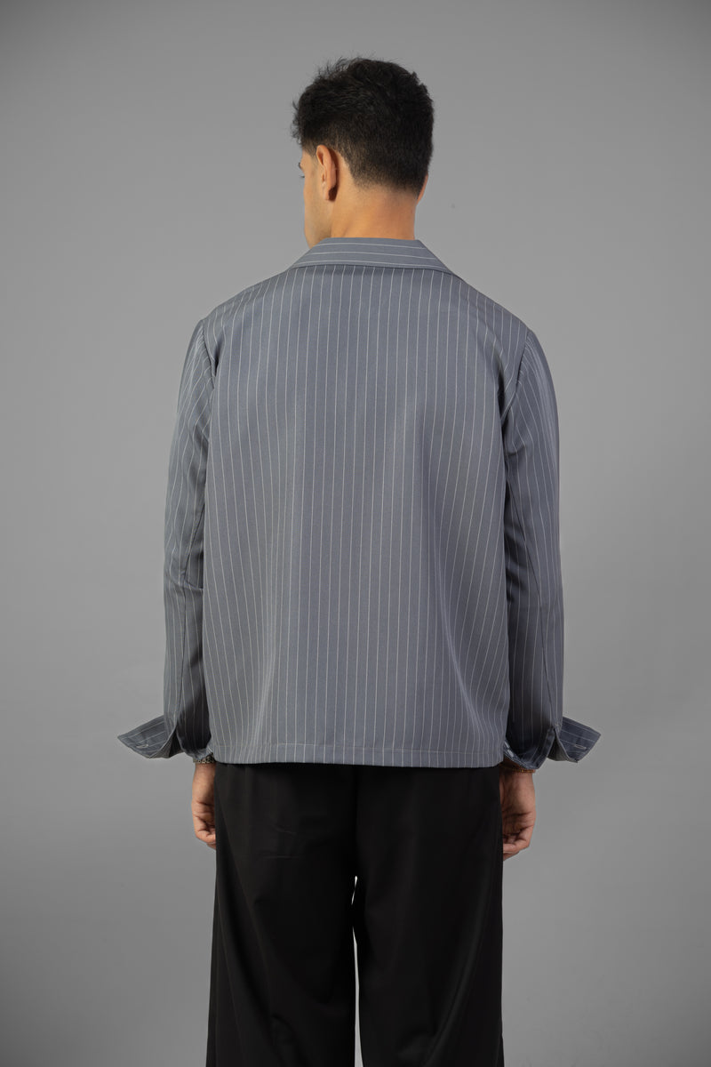 Boxy Stripes Shirt- Gray