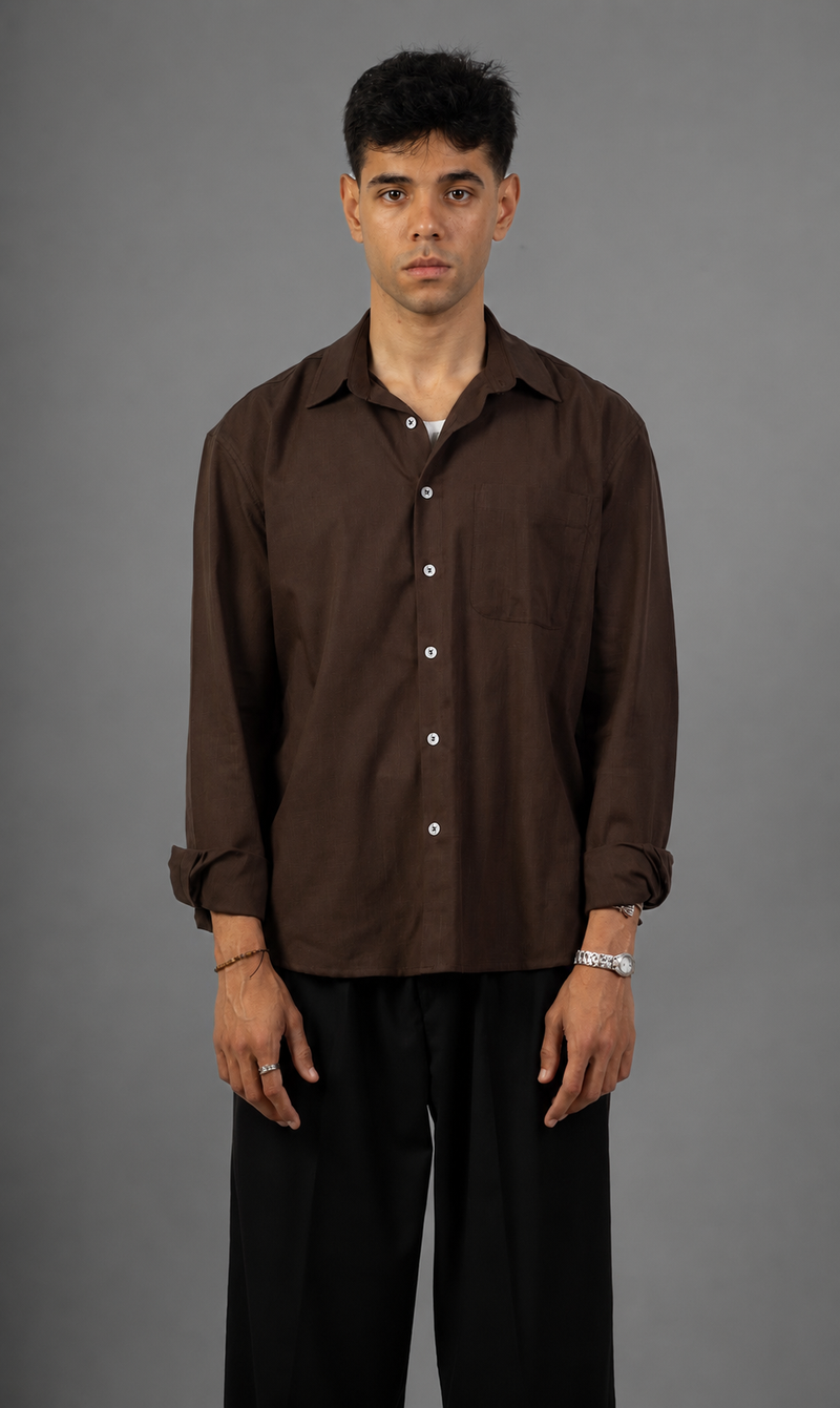 Rustic Lenin Shirt- Brown