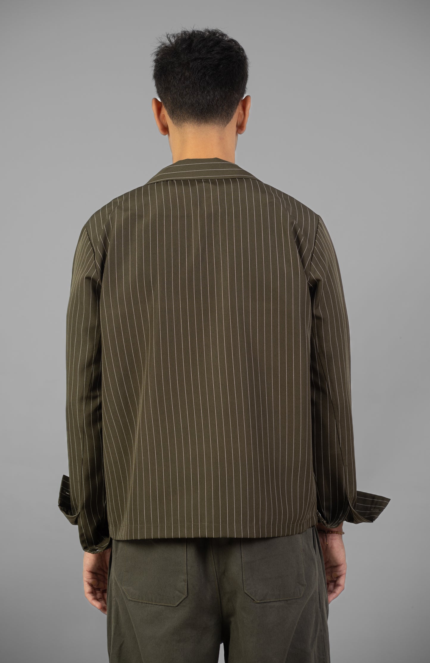 Boxy Stripes Shirt- Olive