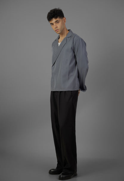 Boxy Stripes Shirt- Gray