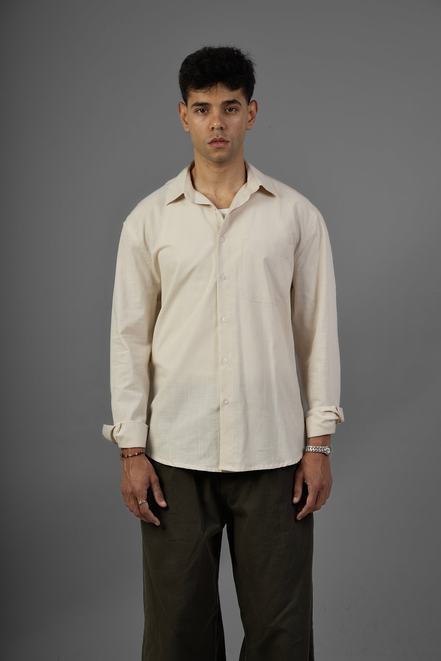 Rustic Lenin Shirt- Beige