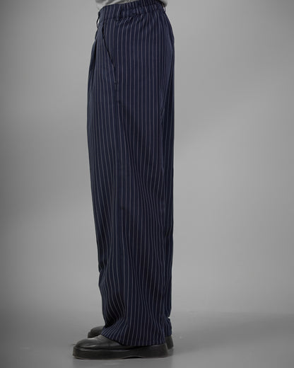Pinstriped Wide-Leg pants- Navy
