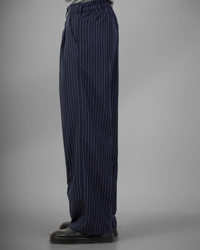 Pinstriped Wide-Leg pants- Navy