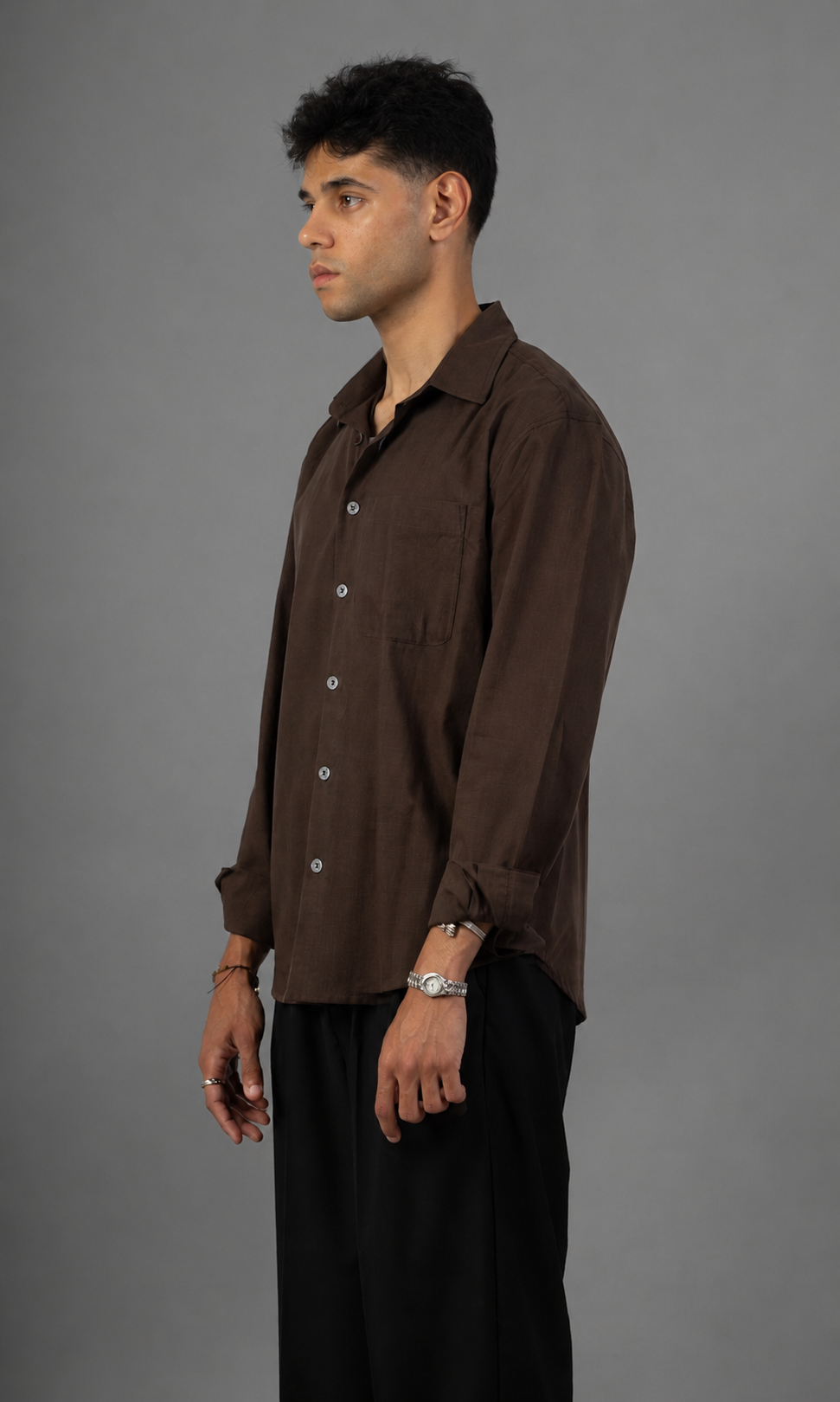 Rustic Lenin Shirt- Brown
