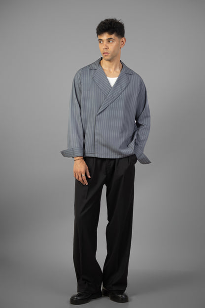 Boxy Stripes Shirt- Gray