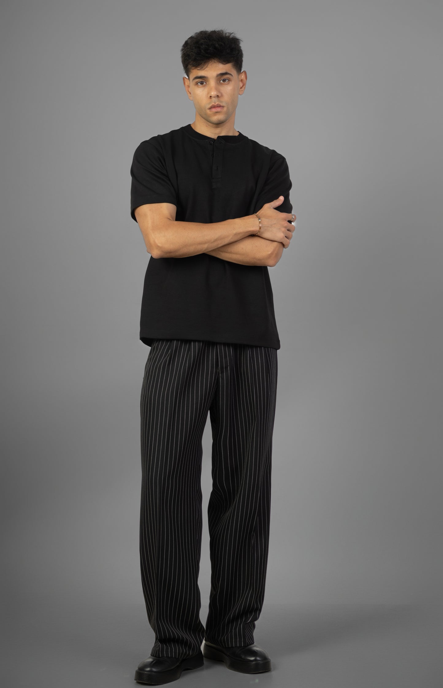 Henley T- Shirt- Black