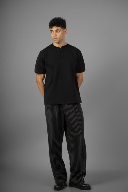 Henley T- Shirt- Black