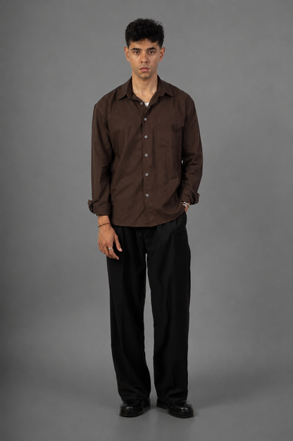 Rustic Lenin Shirt- Brown