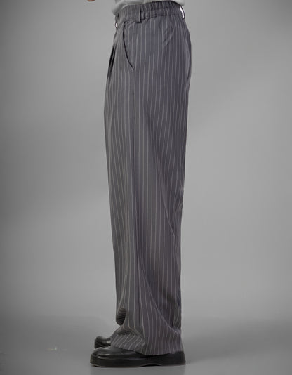 Pinstriped Wide-Leg pants- Gray