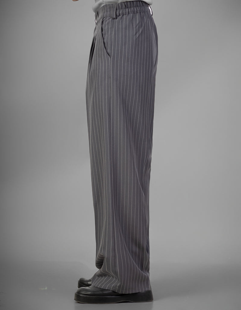 Pinstriped Wide-Leg pants- Gray