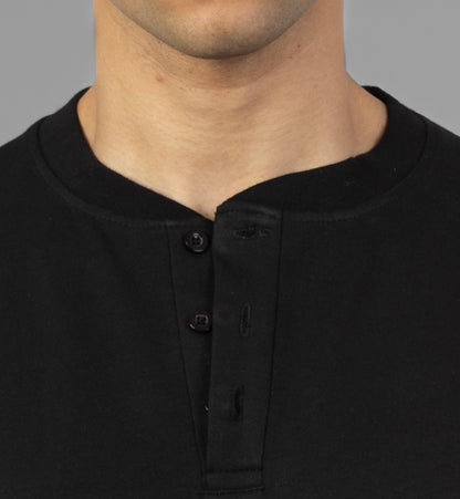 Henley T- Shirt- Black