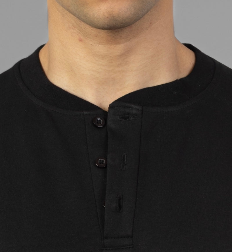 Henley T- Shirt- Black