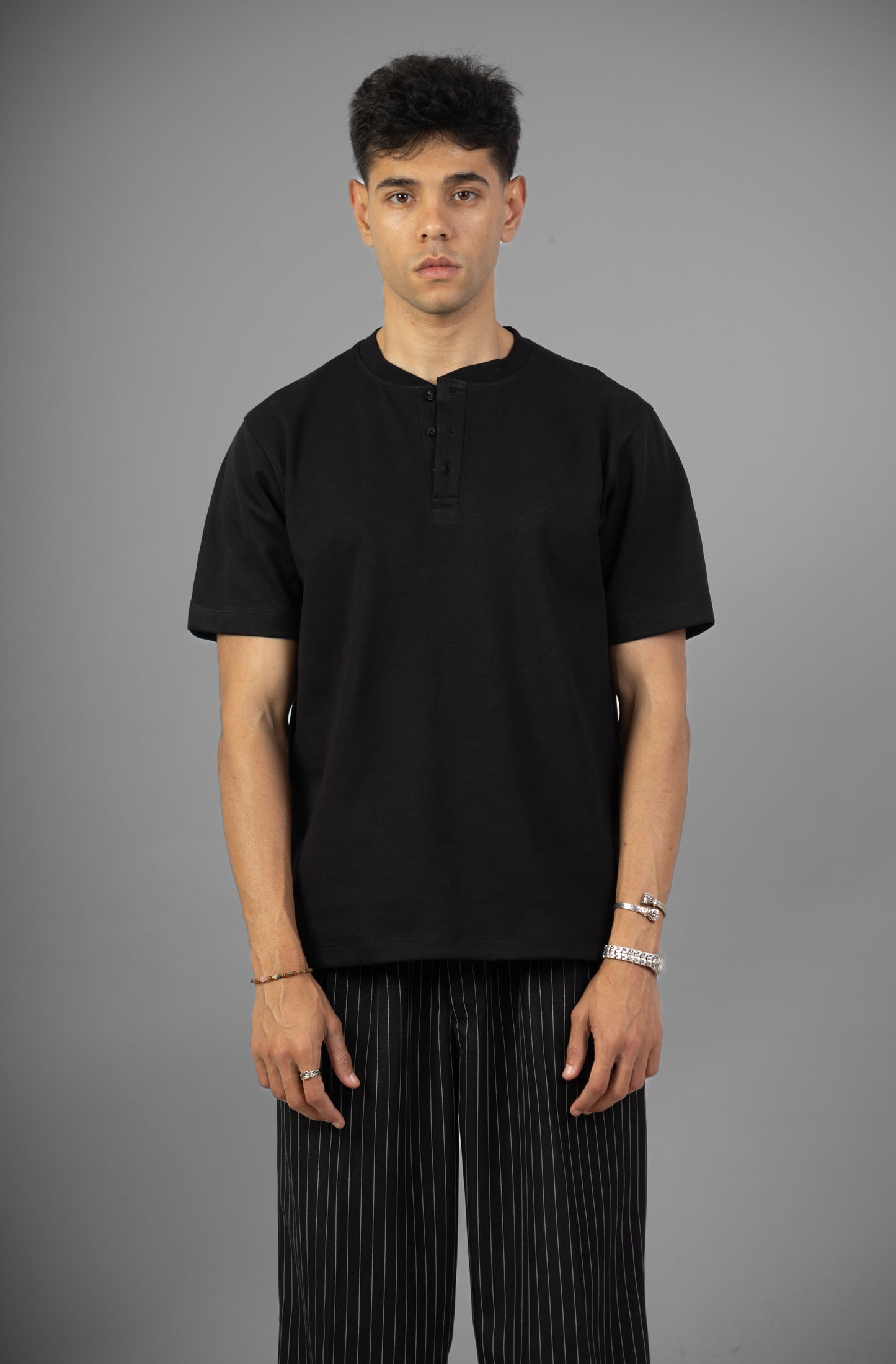 Henley T- Shirt- Black