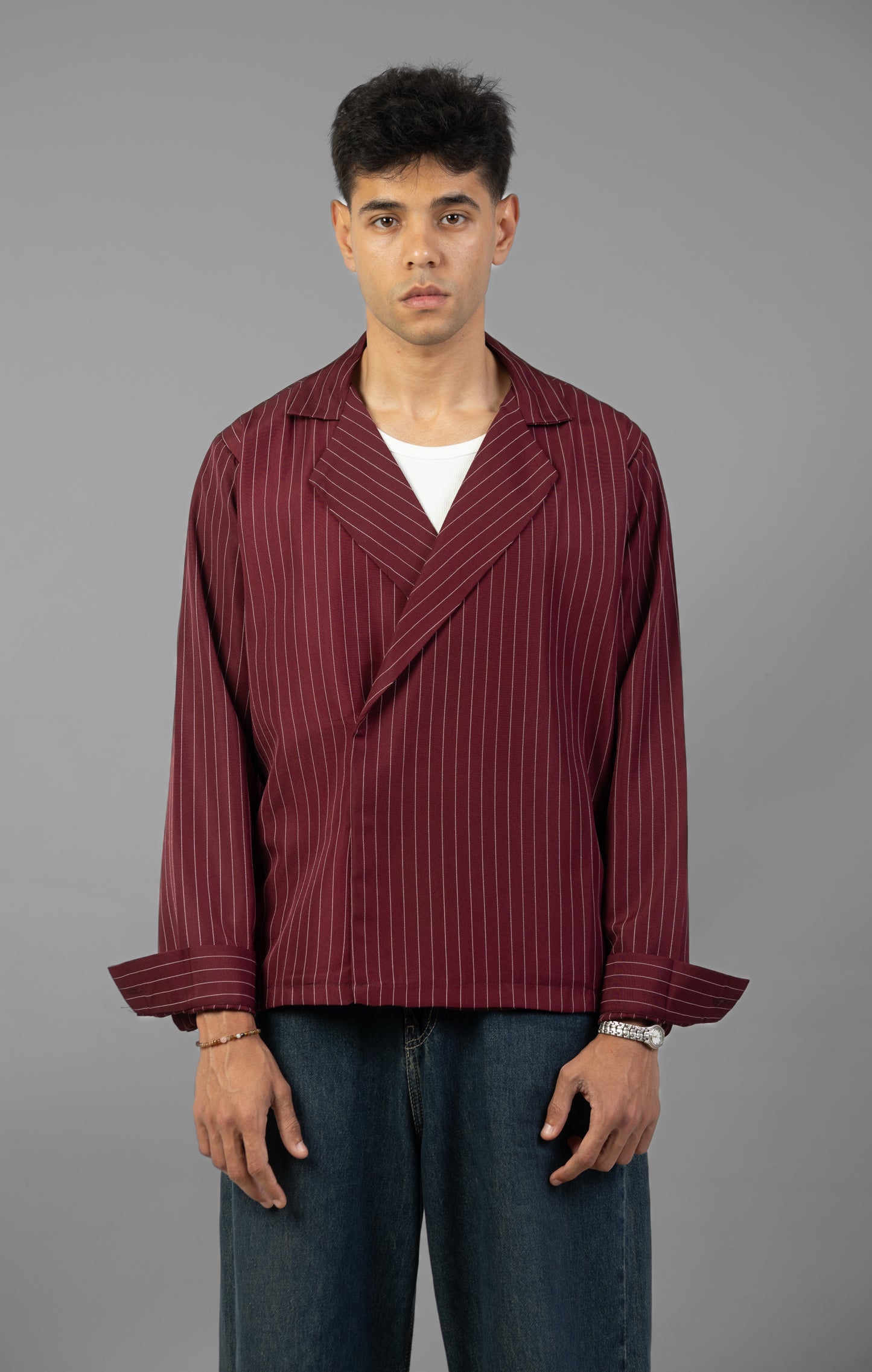Boxy Stripes shirt- Burgundy