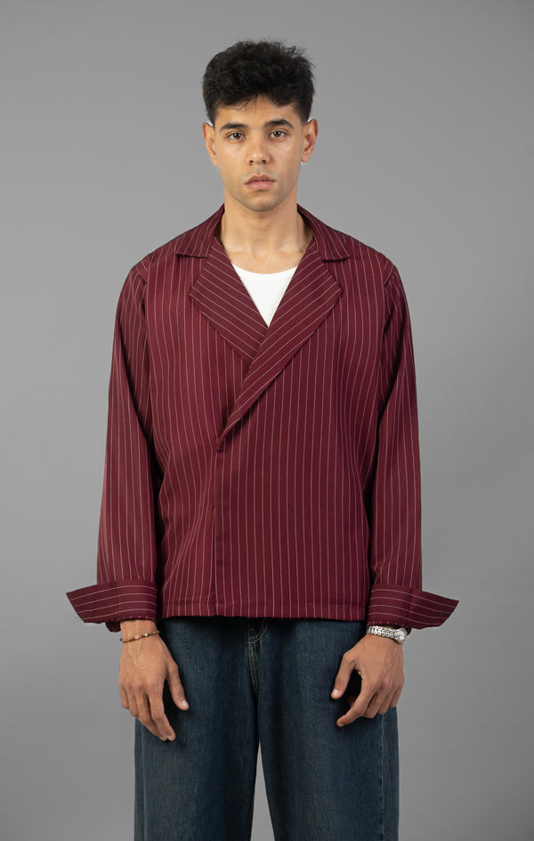 Boxy Stripes shirt- Burgundy