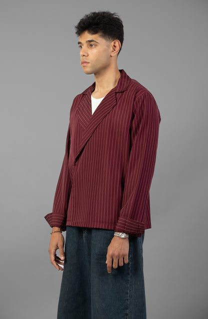 Boxy Stripes shirt- Burgundy