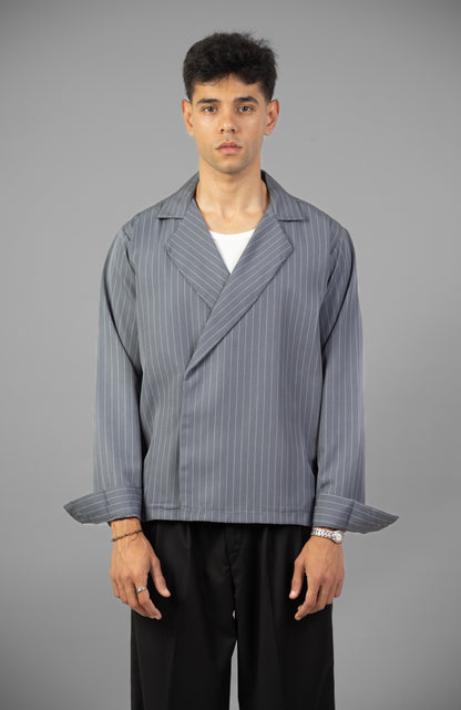 Boxy Stripes Shirt- Gray
