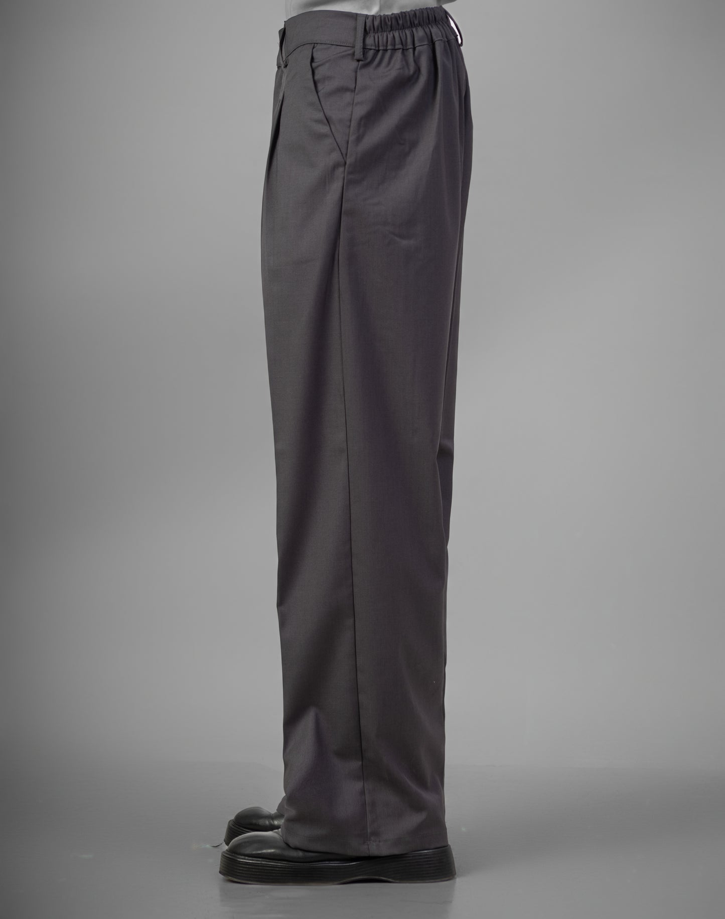 Tailored Wide-Leg Pants- Gray