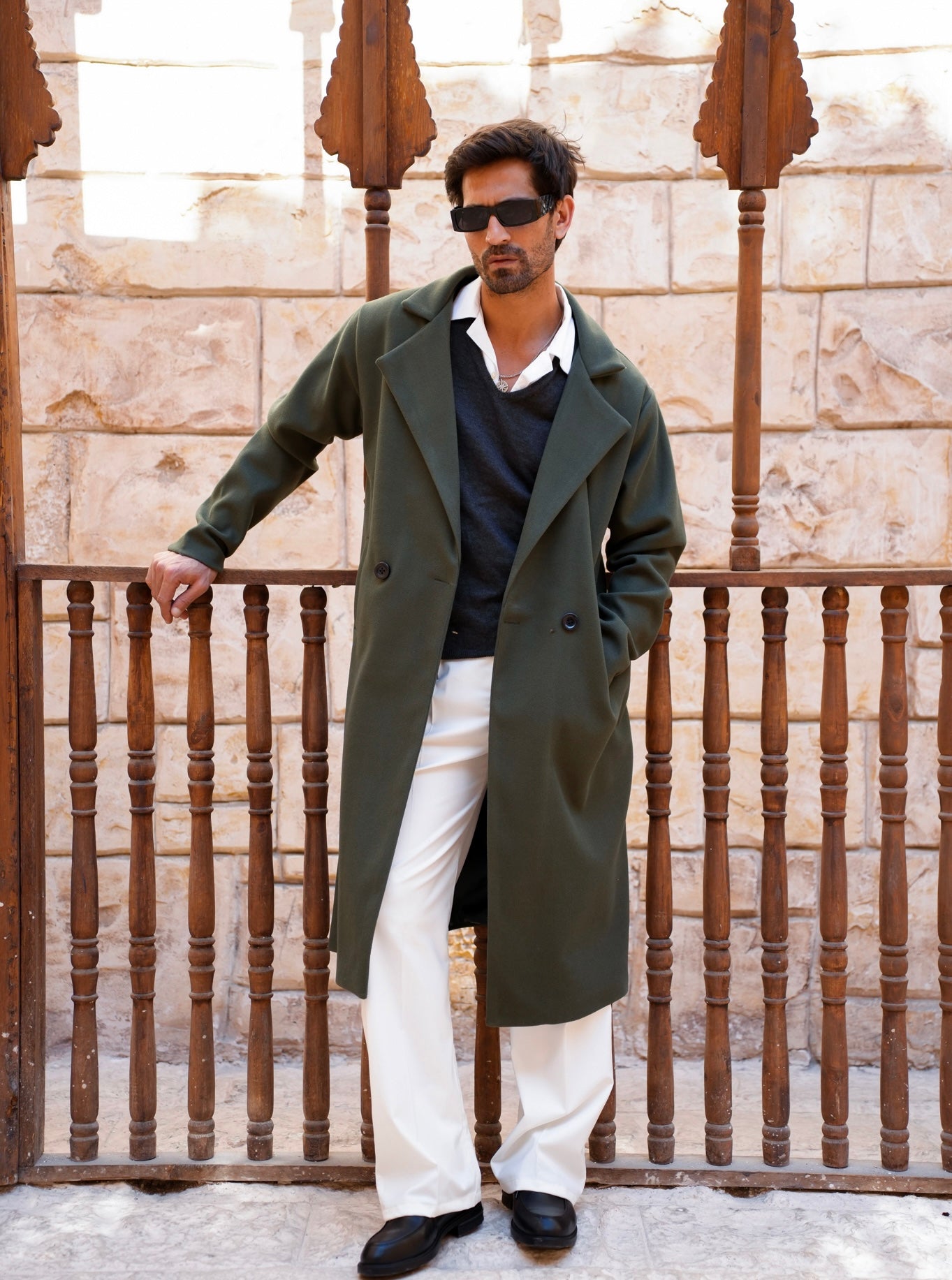 Olive Longline Overcoat