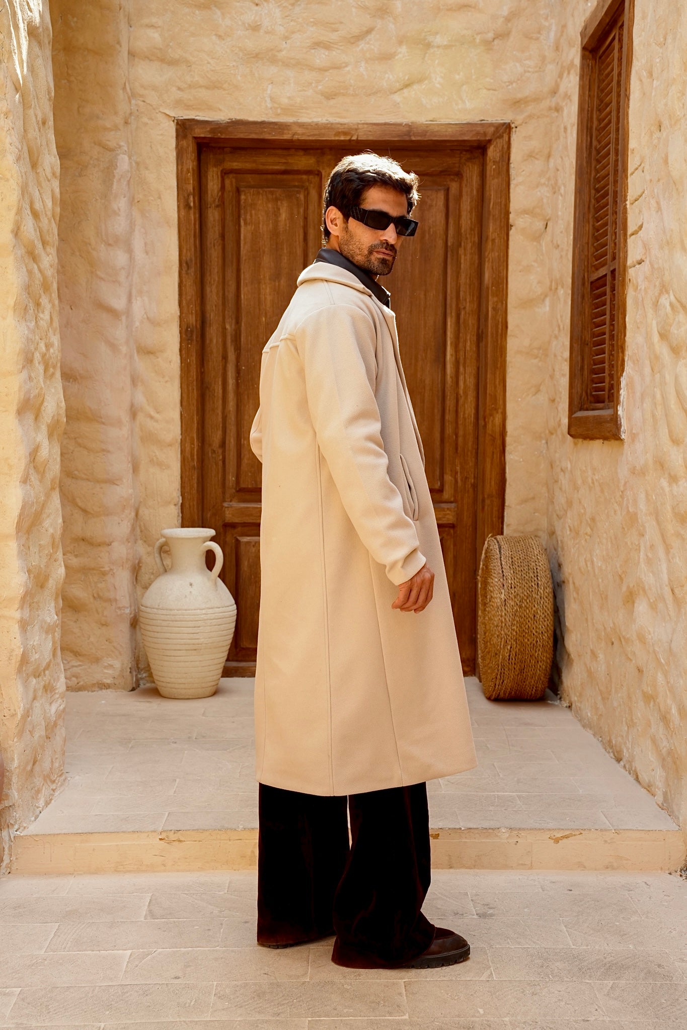 Beige Longline Overcoat