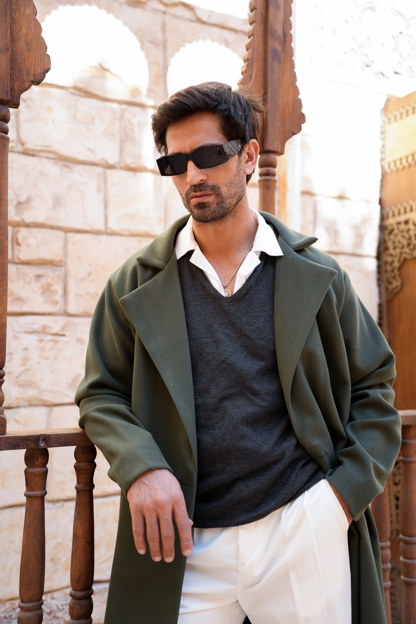 Olive Longline Overcoat