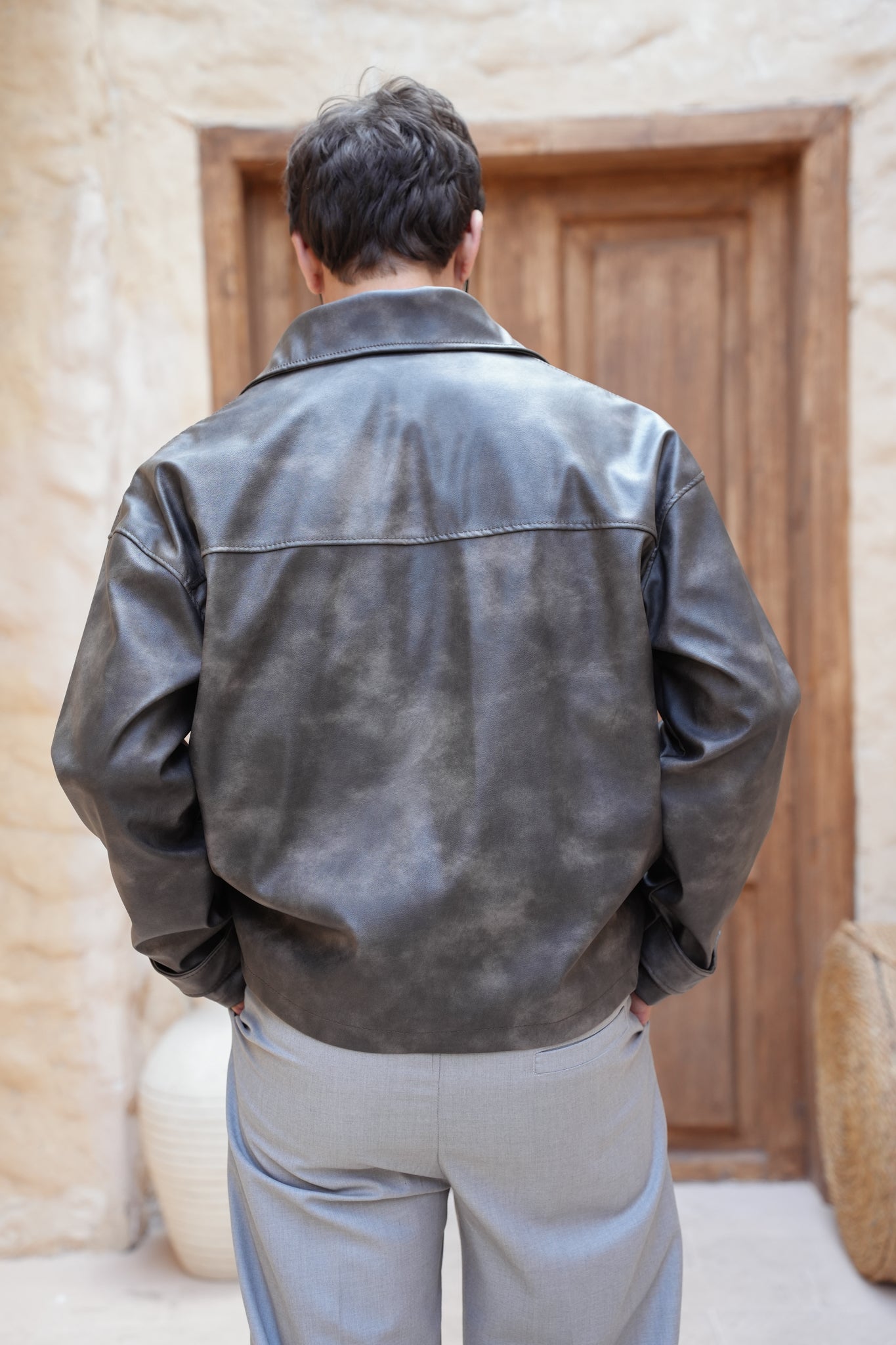 Stealth Gray Leather Jacket