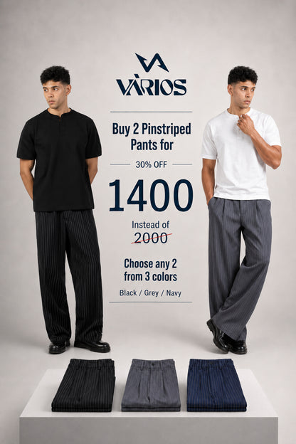 Any 2 Colors of Pinstriped Wide-Leg Pants