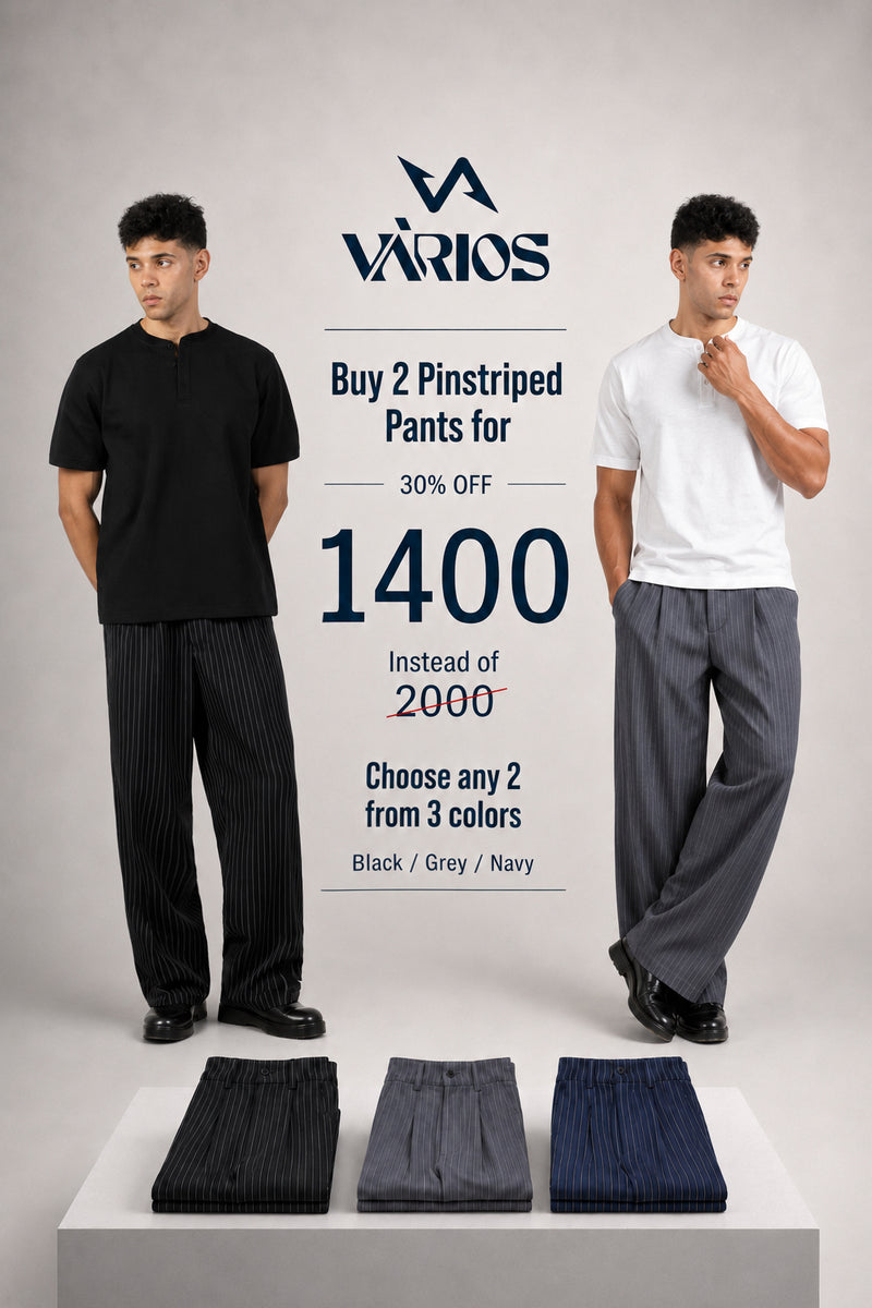 Any 2 Colors of Pinstriped Wide-Leg Pants