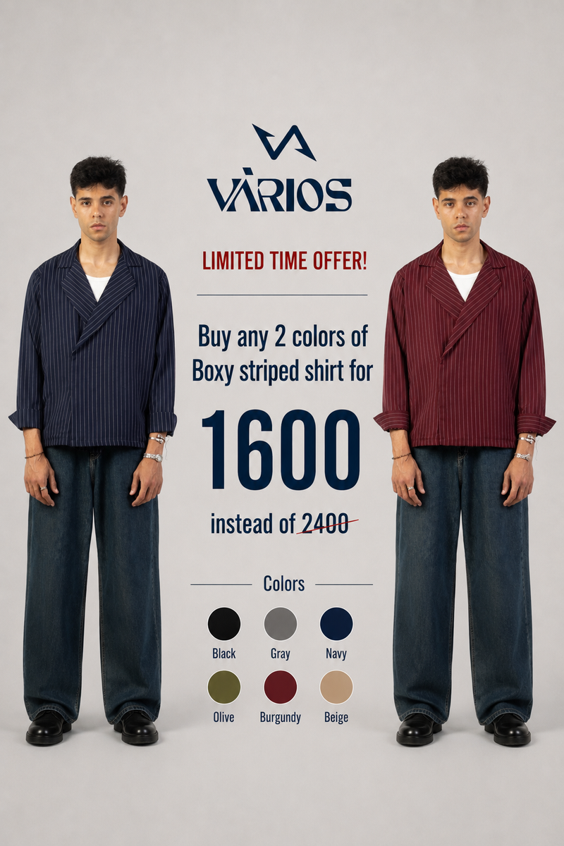 Any 2 colors of Boxy Striped Shirt